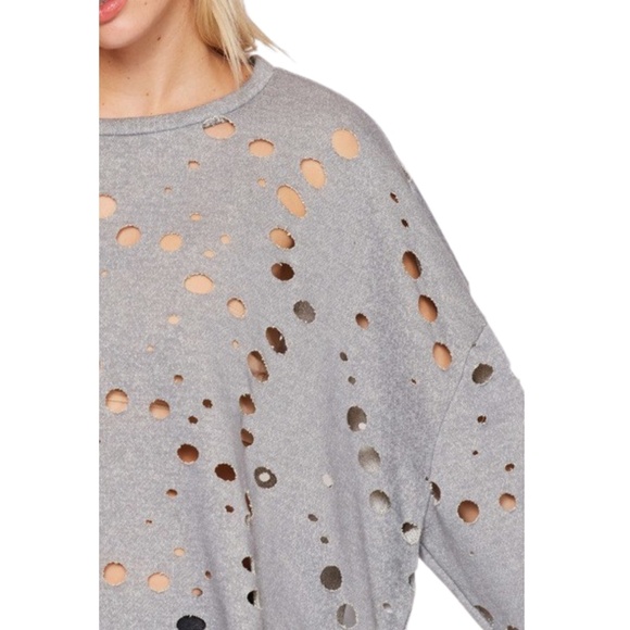 GRAY LASER CUT SWEATSHIRT - Picture 5 of 5